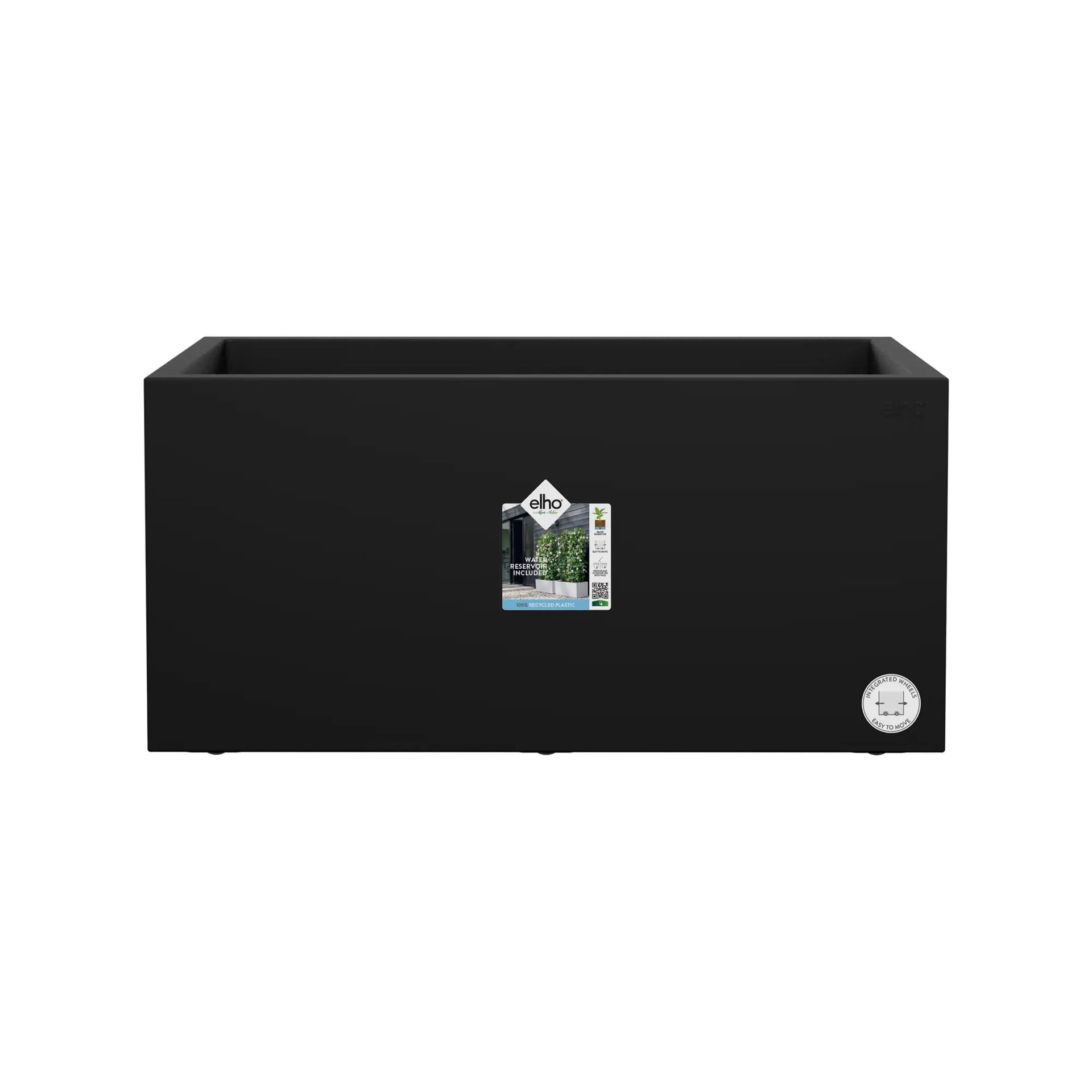 elho Vivo Next Lang 80 - Living Black (Zwart) - L 78 x B 39 x H 38 cm - Ideaal voor binnen en buiten - 100% gerecycled afbeelding