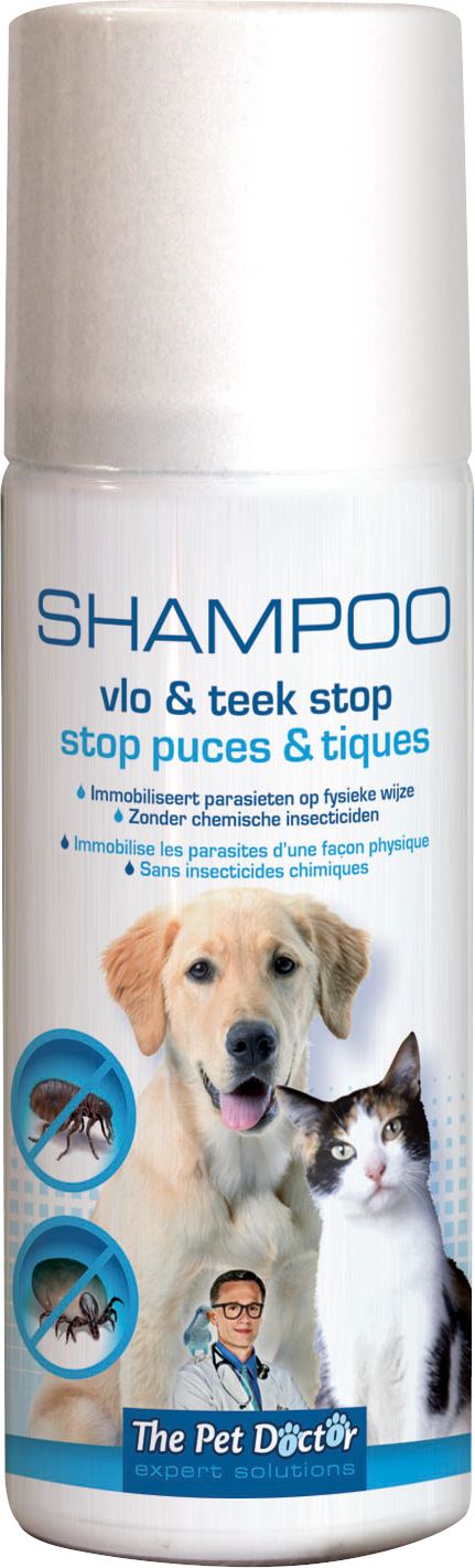 The Pet Doctor Vlo en teek Stop Shampoo - 200ml - Voor de afweer van teken/vlooien/ insecten bij honden en katten afbeelding