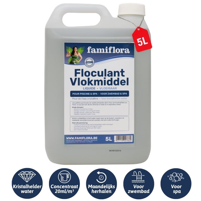 Famiflora Vlokmiddel vloeibaar 5L - vloeibare flocculant voor kristalhelder water! afbeelding