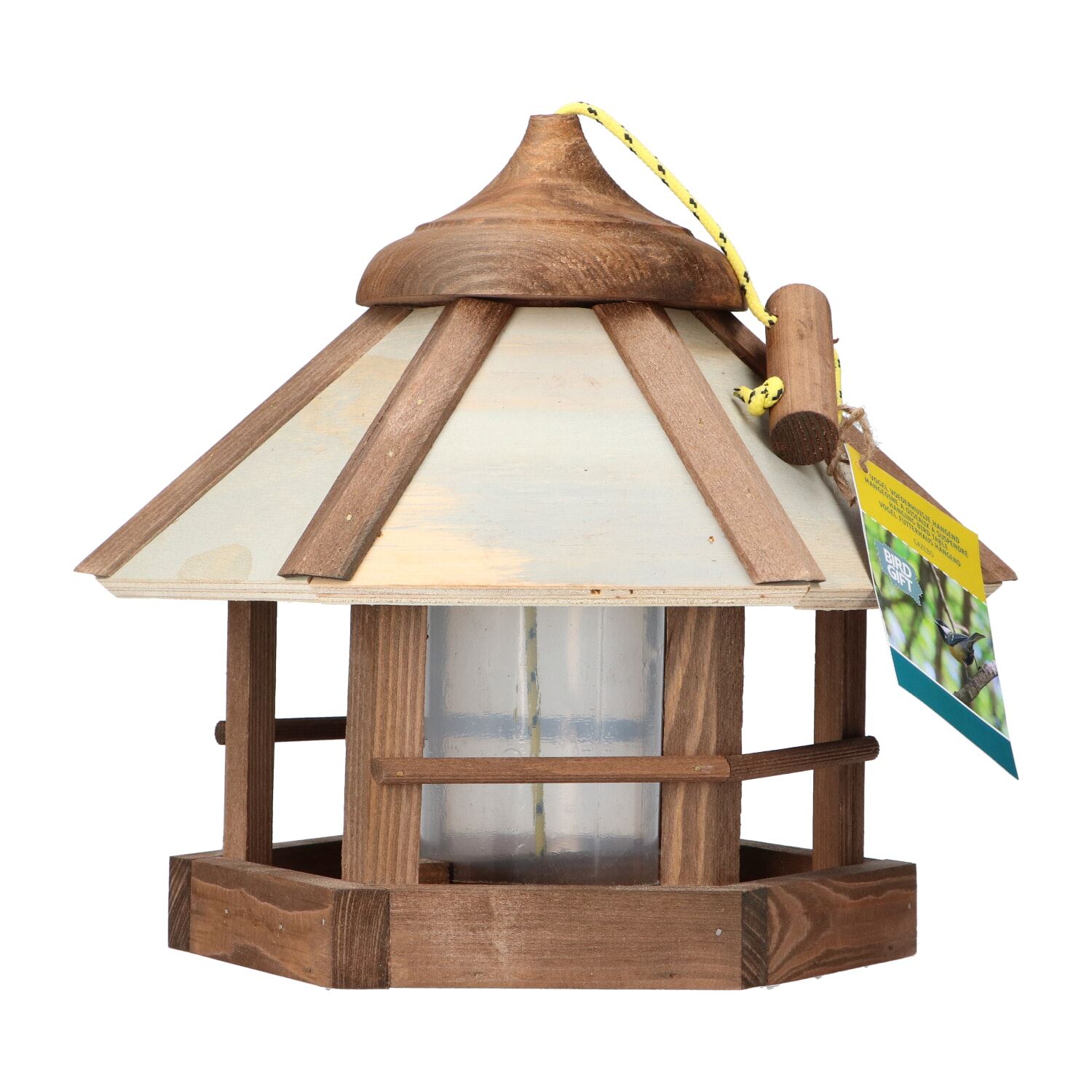 Bûten Gift - Hangend houten voederhuis Gazebo voor zaden/strooivoer - H29xØ35 cm afbeelding