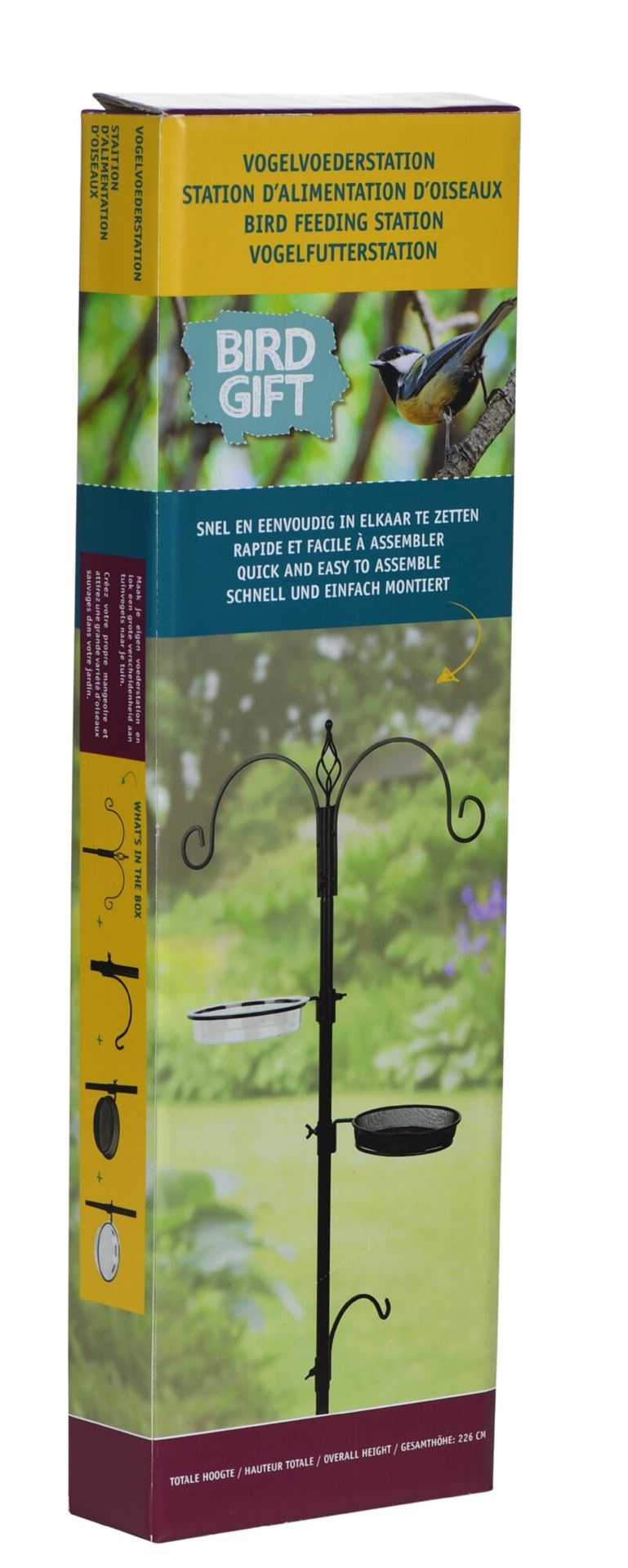 Bûten Gift - Voederstation met 3 haken, voedertray&vogelbadje - H 185 cm - zwart afbeelding