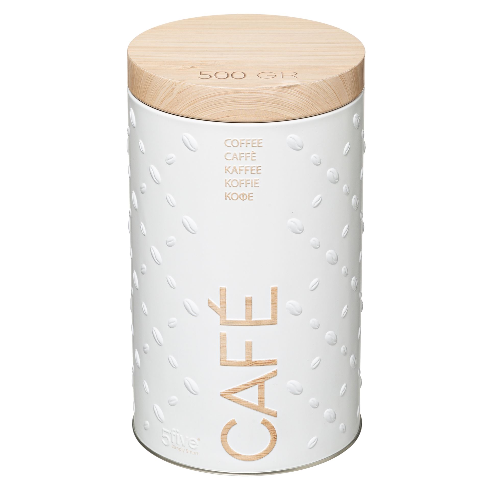 5Five Voorraaddoos 500g Scandi Café - Metaal - Wit - Lucht Afsluitend afbeelding