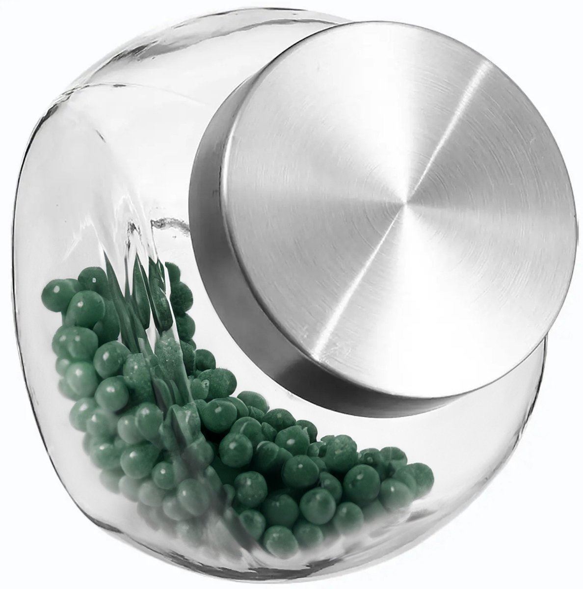 5Five Voorraadpot Glas 2,1 L– Luchtdichte RVS schroefdeksel – Rechtop of schuin te plaatsen – Perfect voor koekjes, rijst&snoep