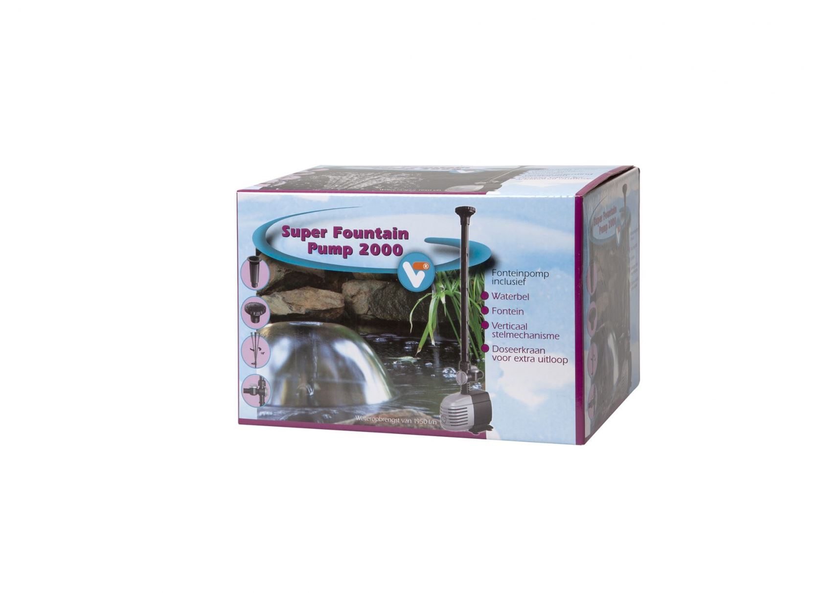 VT Super Fountain Pump 2000 - fonteinpomp met waterbel en fonteinkop afbeelding