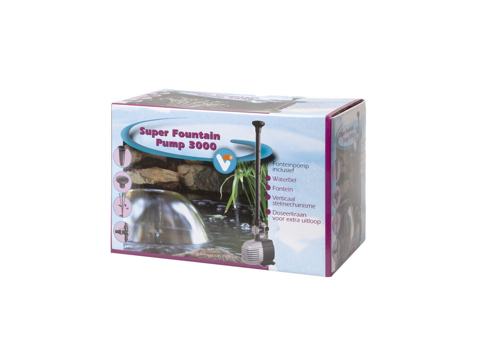 VT Super Fountain Pump 3000 - fonteinpomp met waterbel en fonteinkop afbeelding
