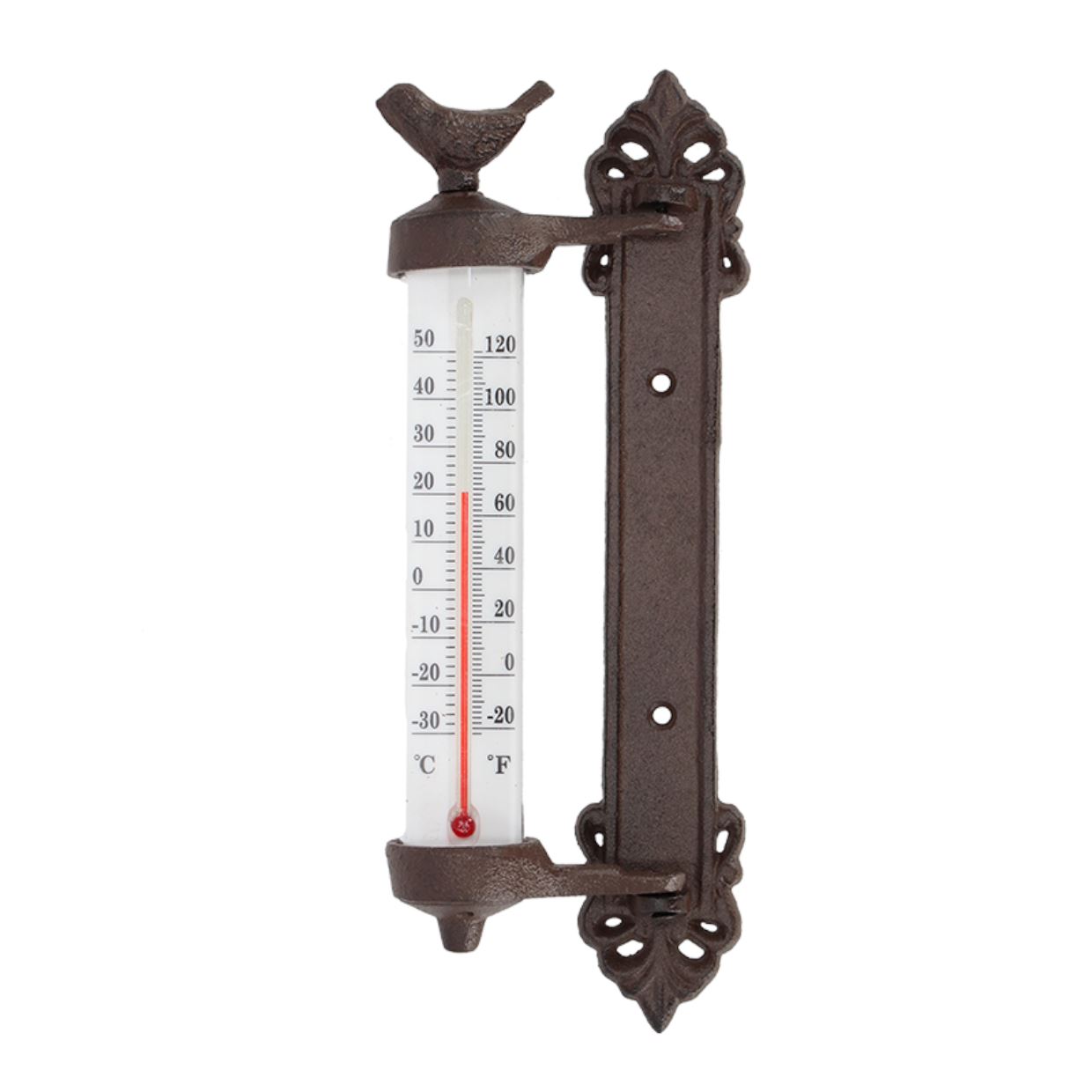 Esschert Design Wandthermometer vogel in gietijzer afbeelding