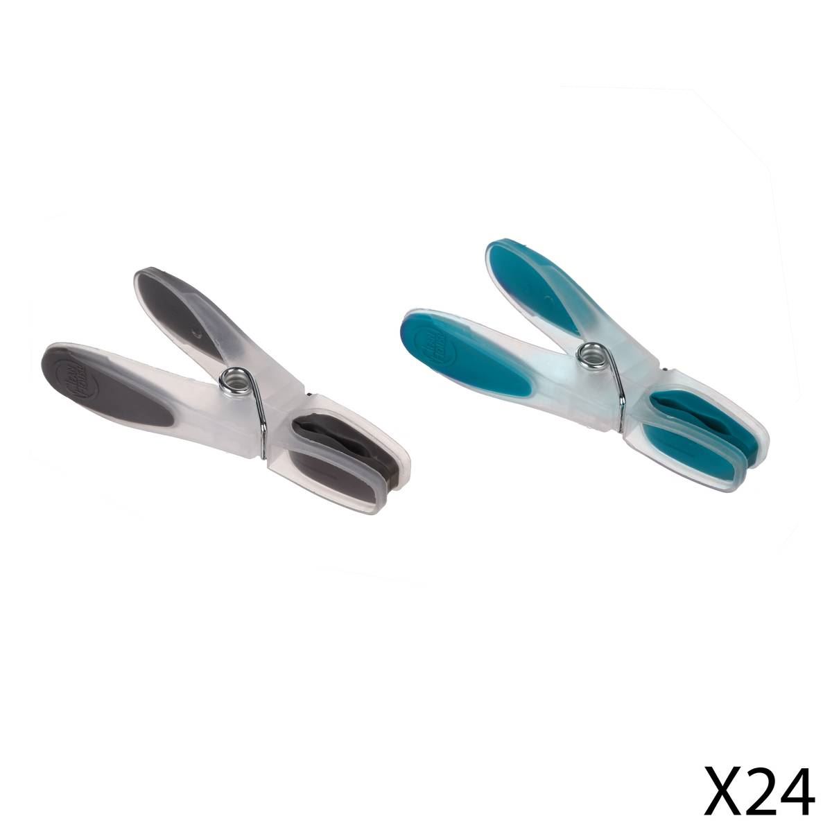 24x Stuks Wasknijpers Grijs en Blauw 8 cm van Kunststof afbeelding