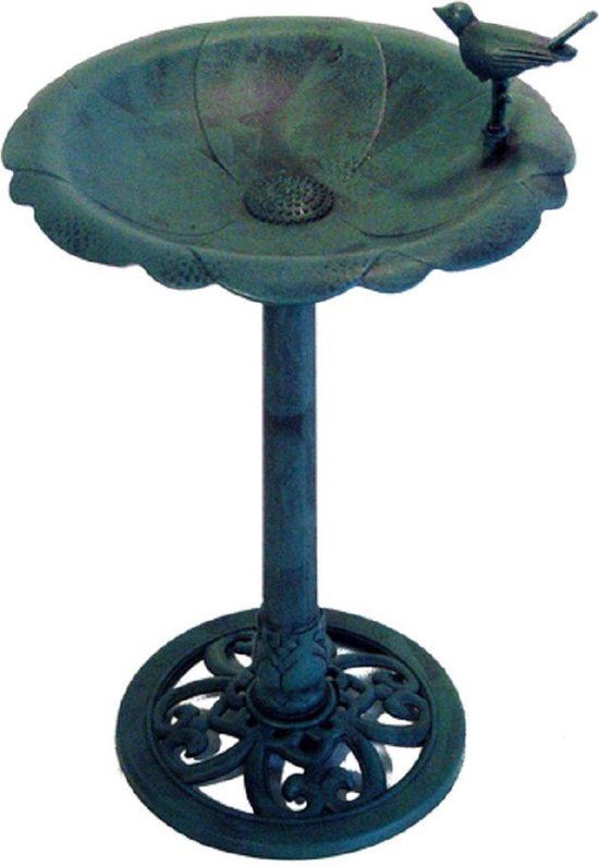 Benelux Waterschaal Met Voet voor Tuinvogels - H 80 cm - Groen/Antiek afbeelding