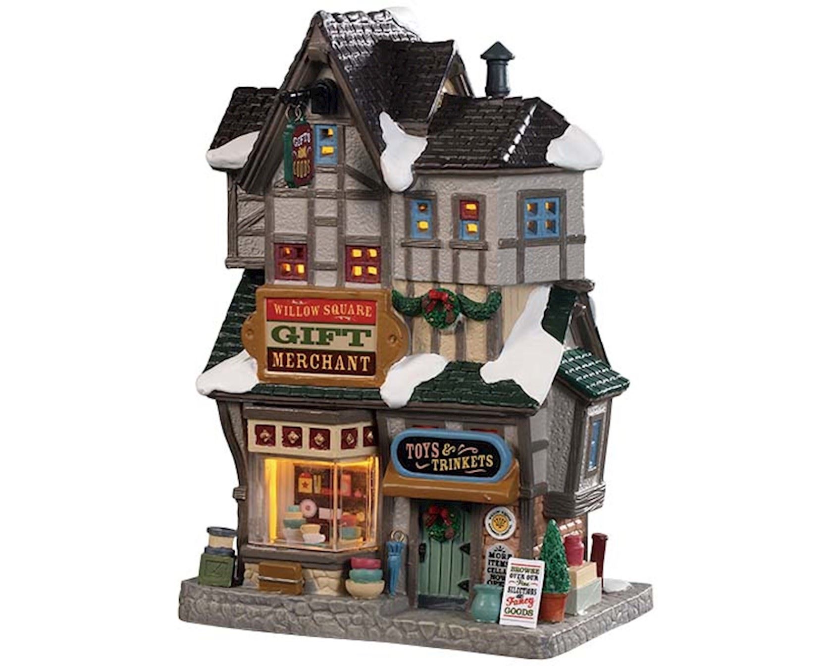 Lemax Willow Square Gift Merchant - verlicht gebouw afbeelding