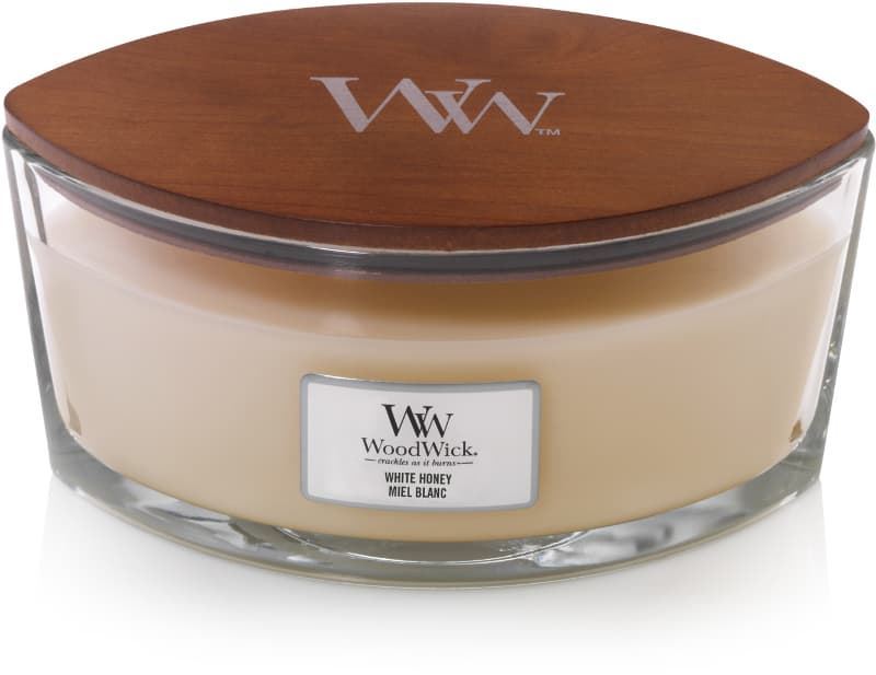 WoodWick geurkaars - Ellipse HearthWick Flame - White Honey afbeelding