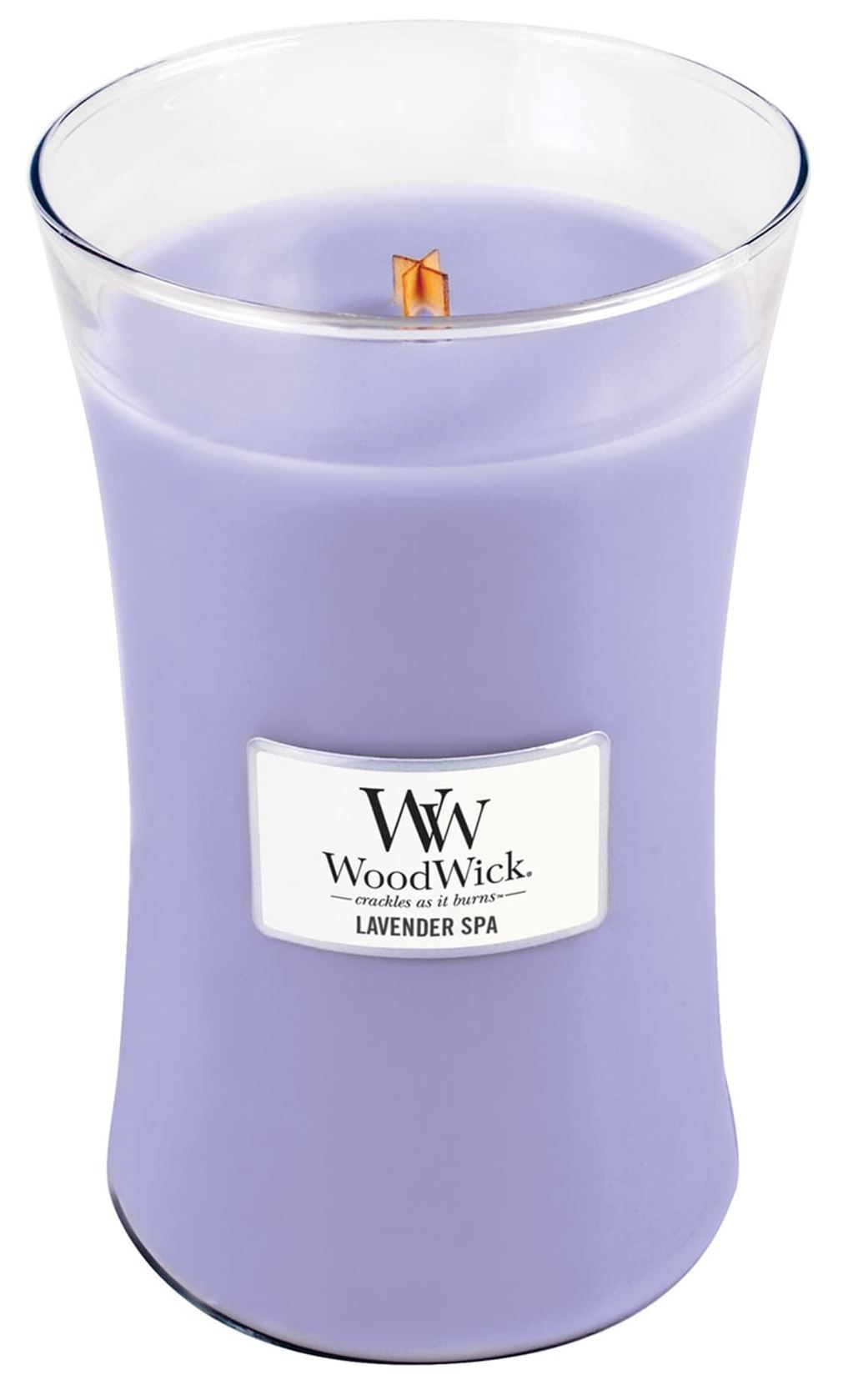 WoodWick geurkaars - Large Hourglass - Lavender Spa afbeelding
