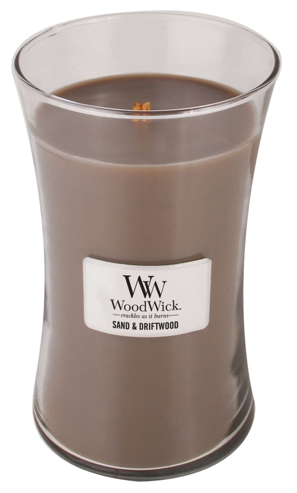 WoodWick geurkaars - Large Hourglass - Sand&Driftwood afbeelding