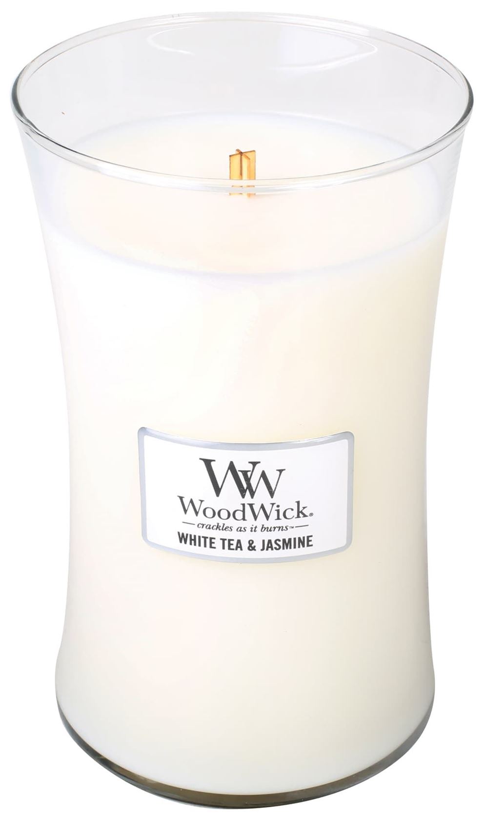 Woodwick geurkaars - Large Hourglass - White Tea&Jasmine