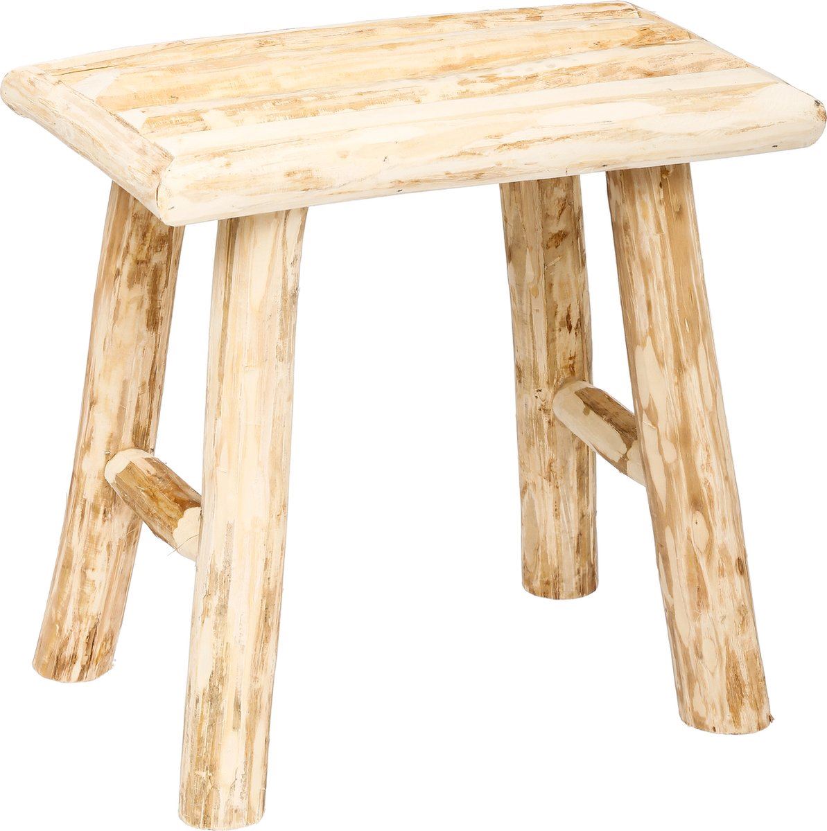 Atmosphera Populierenhouten Kruk– Lichtbruin - L23 x B34 x H31 cm afbeelding