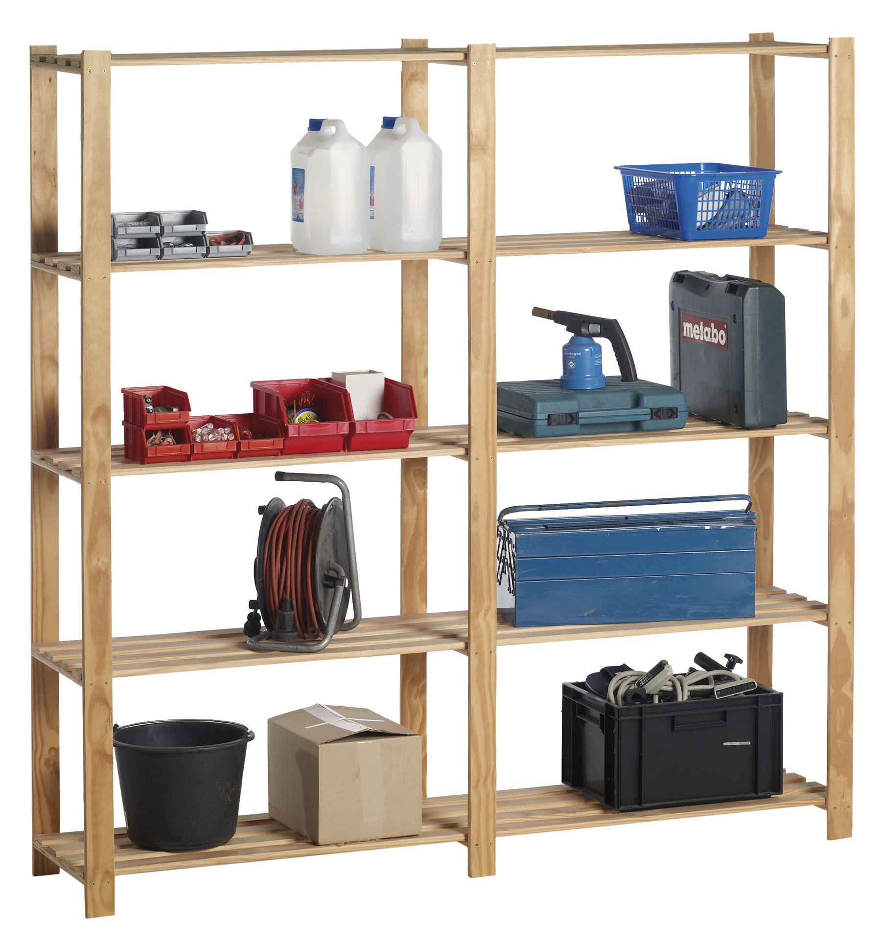 Practo Home opbergrek met 5 legborden - Max. 250KG - Dubbel - 175x175x40cm - Extra stevig