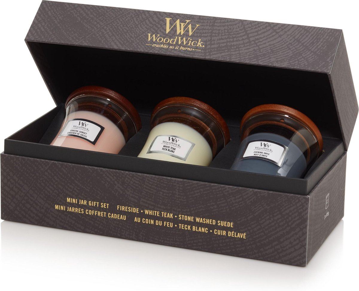 WoodWick geurkaars - Deluxe Giftset - Floral - Set van 3 mini candles afbeelding
