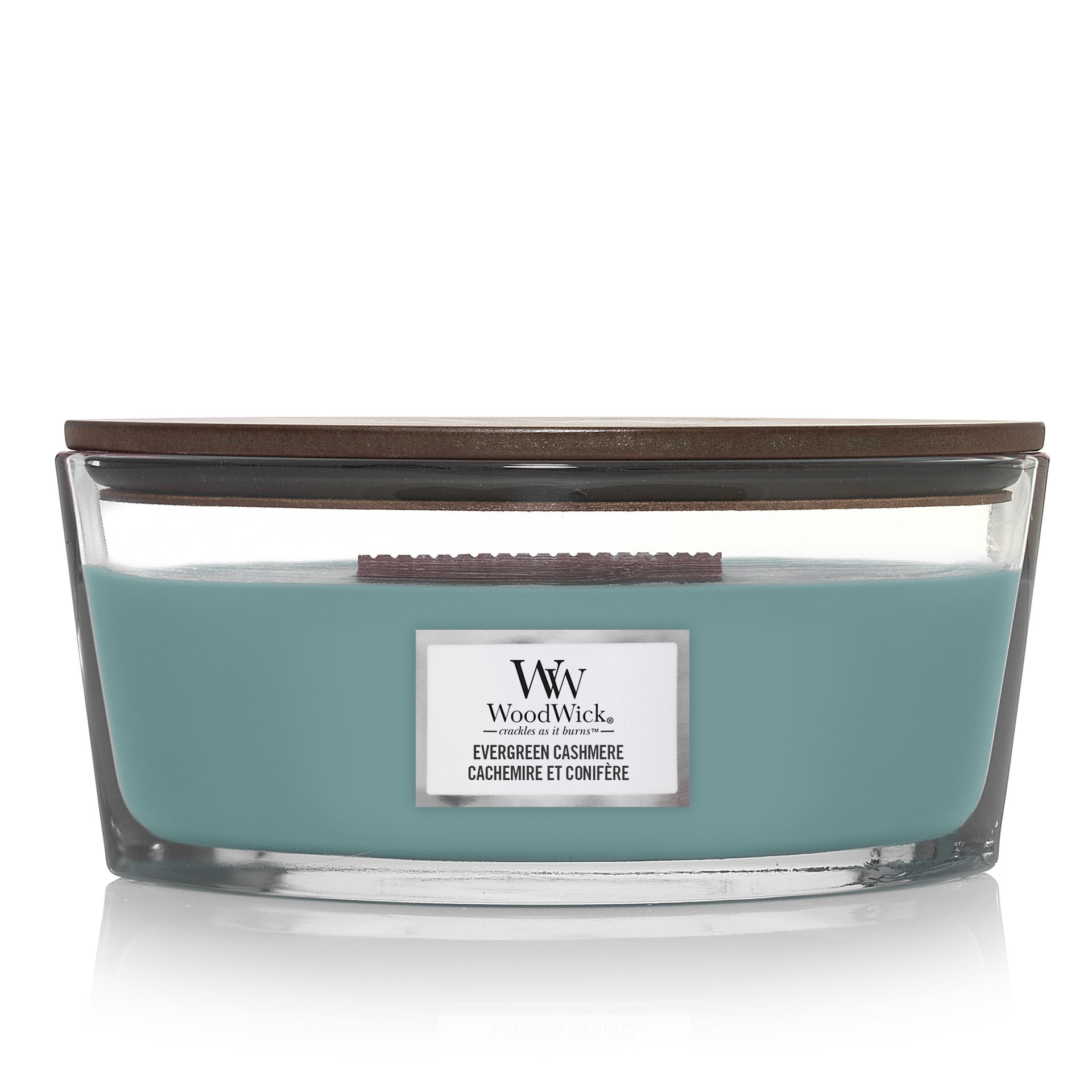 WoodWick geurkaars - Ellipse HearthWick Flame - Evergreen Cashmere