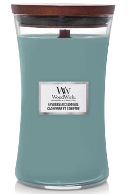 WoodWick geurkaars - Large Hourglass - Evergreen Cashmere