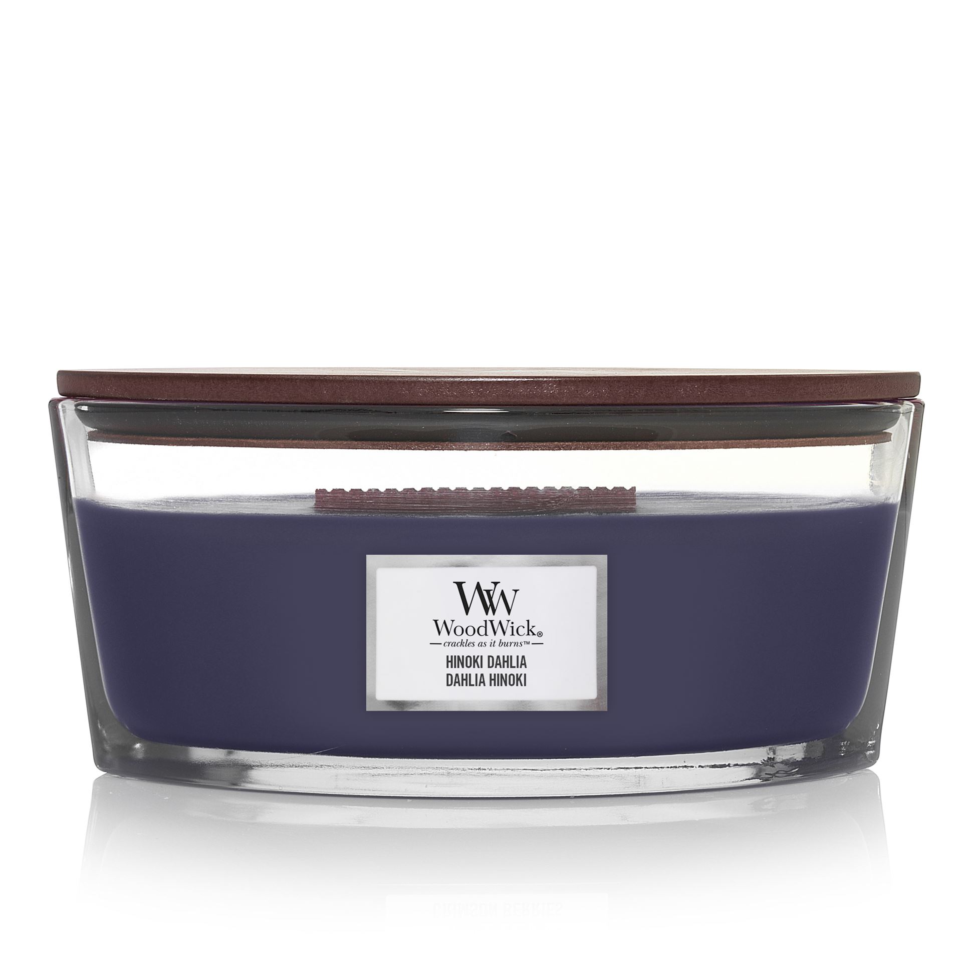 WoodWick geurkaars - Ellipse HearthWick Flame - Hinoki Dahlia