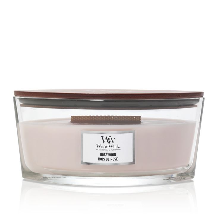 WoodWick geurkaars - Ellipse HearthWick Flame - Rosewood