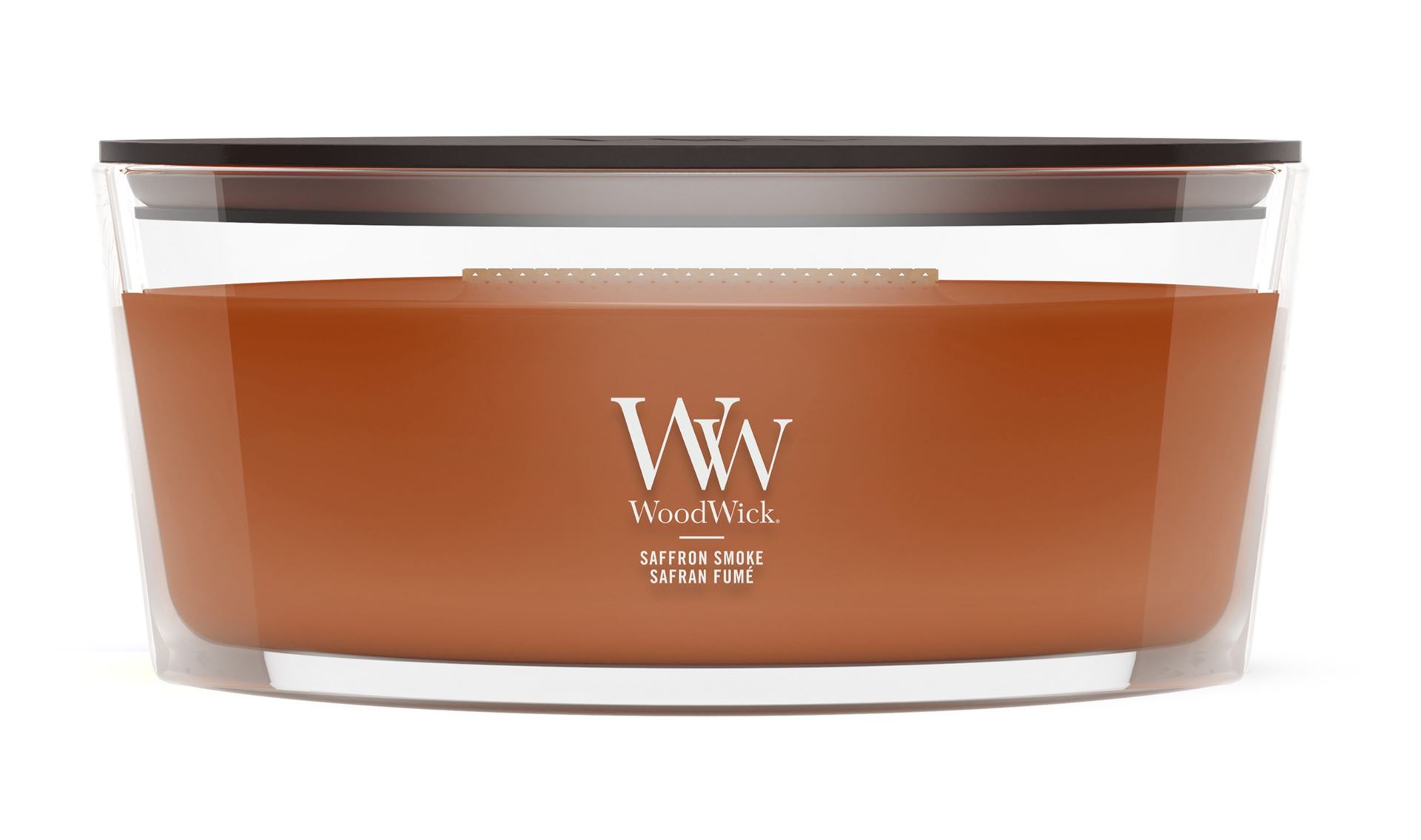 WoodWick geurkaars - Ellipse HearthWick Flame - Saffron Smoke