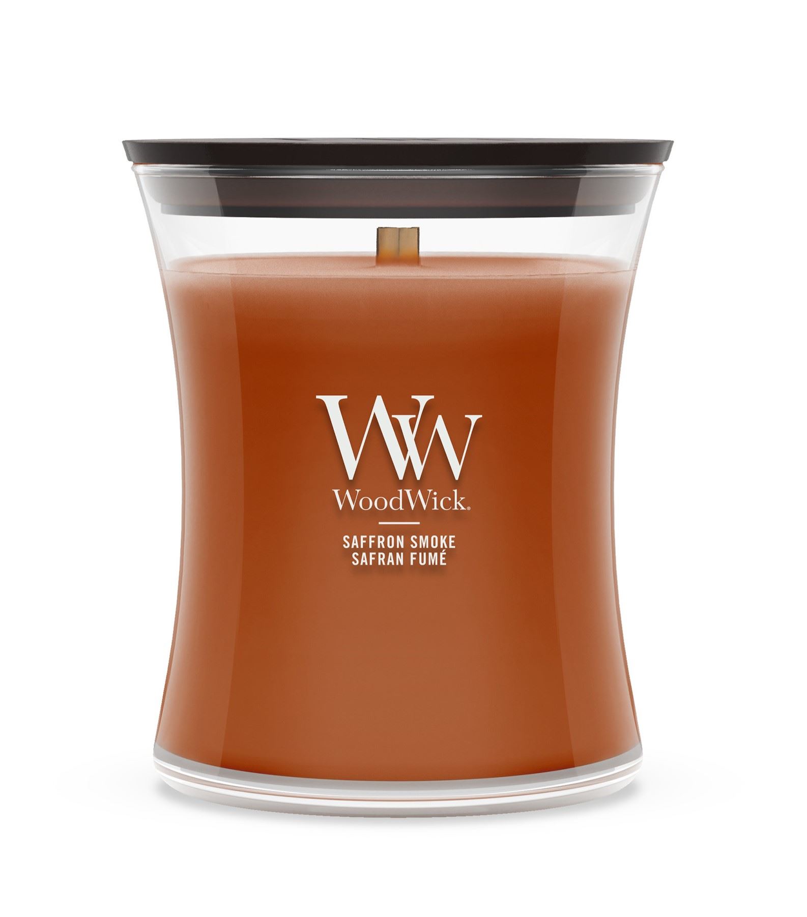 WoodWick geurkaars - Medium Hourglass - Saffron Smoke