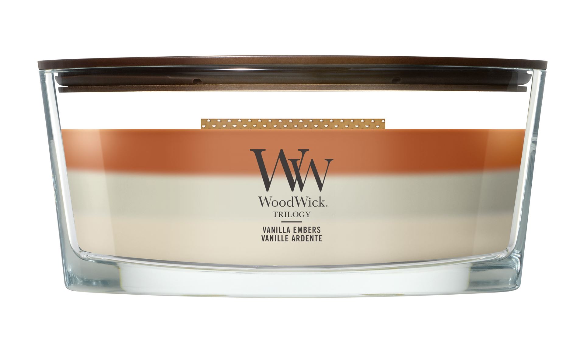 WoodWick geurkaars - Ellipse Trilogy - Vanilla Embers