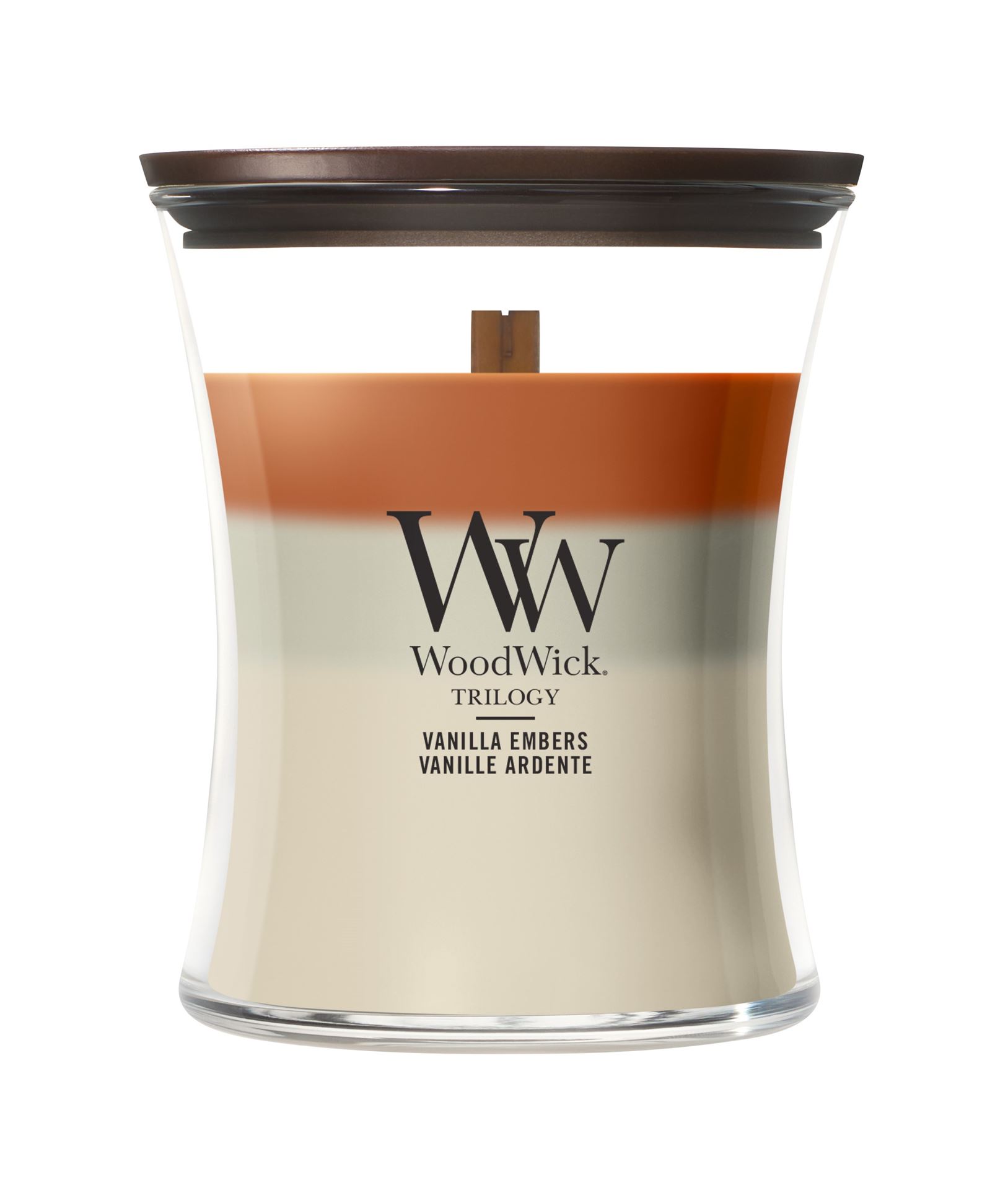 WoodWick geurkaars - Medium Hourglass Trilogy - Vanilla Embers