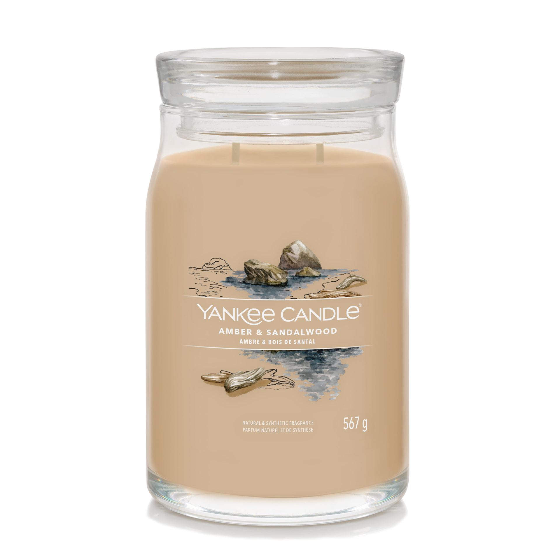 Yankee Candle Signature Amber&Sandalwood Large Jar - 90 Branduren - 2 Lonten - Luxe Geurkaars afbeelding