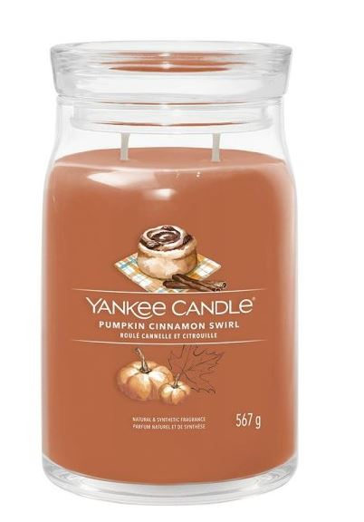 Yankee Candle Pumpkin Cinnamon Swirl Signature Large Jar - Geurkaars - 90 branduren - Herfstgeur afbeelding
