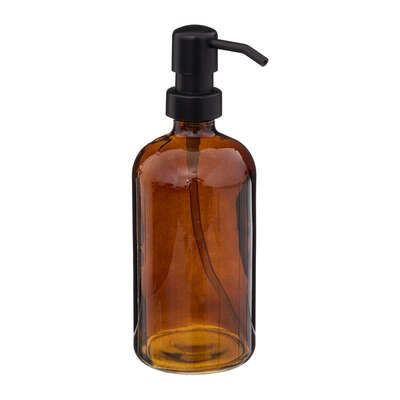 5Five Zeeppompje/Dispenser– Rond diameter 7 cm x H21 cm – Glas/Bruin – 450 ml – Navulbaar afbeelding