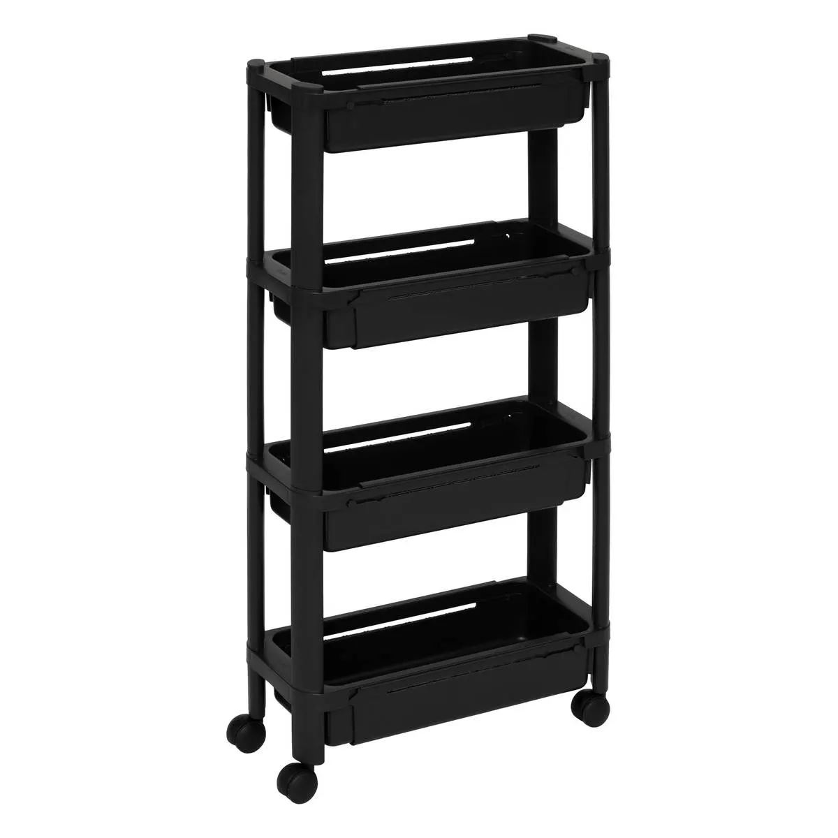 5Five Smalle keuken/badkamer trolley– 4-laags – L37xB15xH79 cm – Zwart – Uitschuifbaar – Met wielen afbeelding