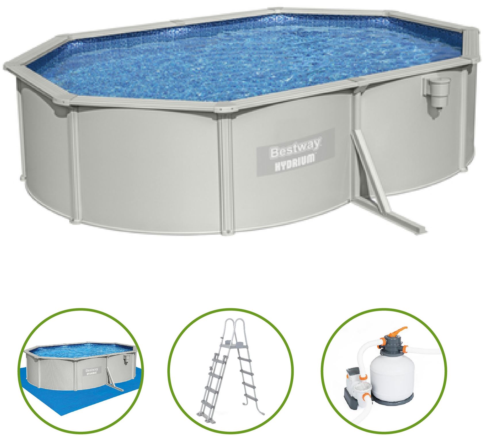 Bestway Hydrium opbouwzwembad - ovaal - L500 x B360 x H120 cm